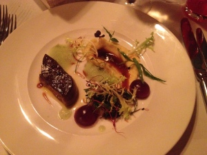 Foie gras with red wine jelly
